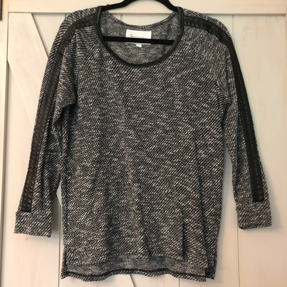 Leather stripe sweater